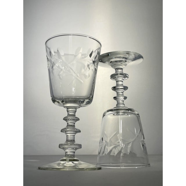Mid 20th Century Vintage 1940’s Rock Sharpe Victoria Small Wine or Cordial Stemware- Set of 6 For Sale - Image 5 of 11