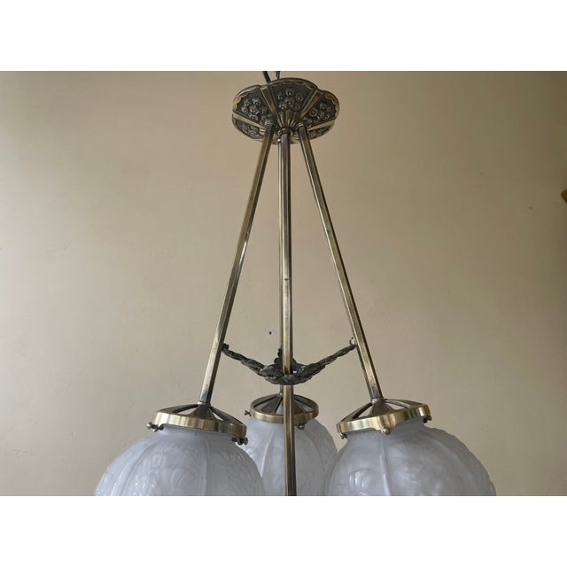 French Art Deco Hanging Lamp from Cherrier & Besnus, 1930s For Sale - Image 4 of 18