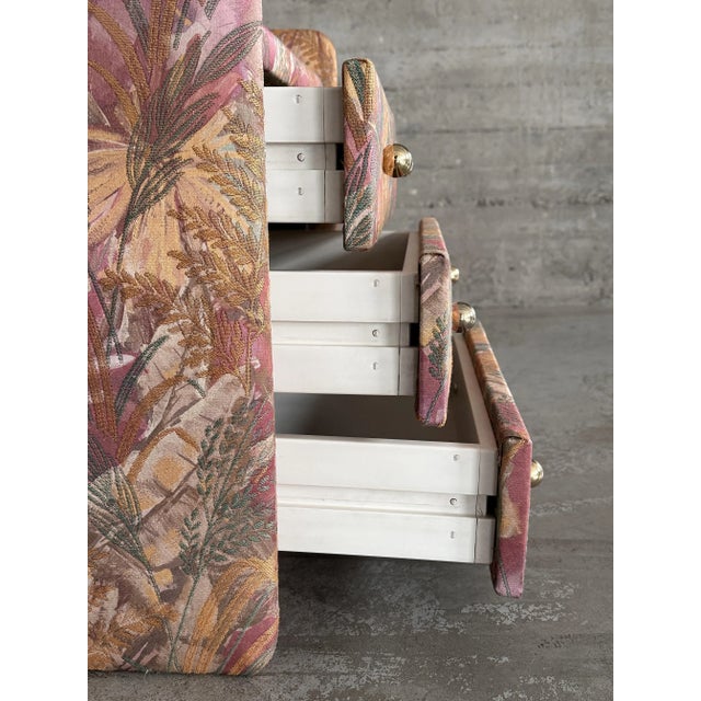 1960s Vintage Upholstered Pastel Floral Nightstand, 1960s For Sale - Image 5 of 11