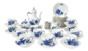 Blå Blomst Blue Flower Coffee Service from Royal Copenhagen, Set of 53