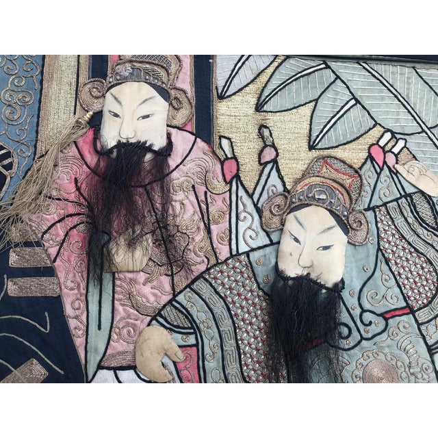 Antique Chinese Pictural Embroidery with Silk and Metal, 1920s For Sale - Image 16 of 17