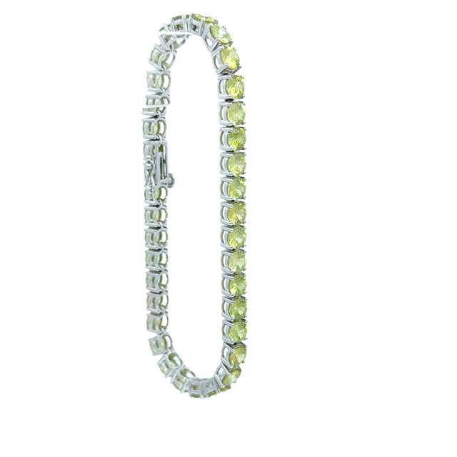 14k White Gold Sphene Tennis Bracelet For Sale - Image 4 of 5