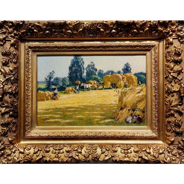 Andre Fremond - Farmland Landscape During Harvest- C.1920 Oil Painting For Sale - Image 12 of 12