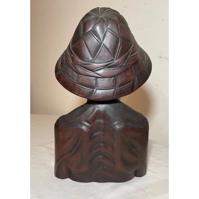 1930s Hand Carved Wooden Balinese Elder Old Man Bust Sculpture Statue Bust For Sale - Image 12 of 13