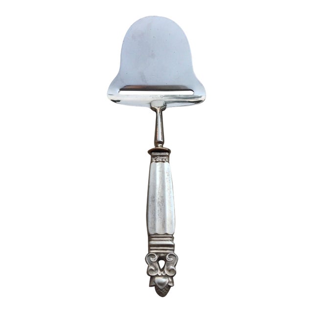 Mid 20th Century Georg Jensen Cheese Plane Slicer Sterling Handle Ss Blade Acorn Pattern For Sale