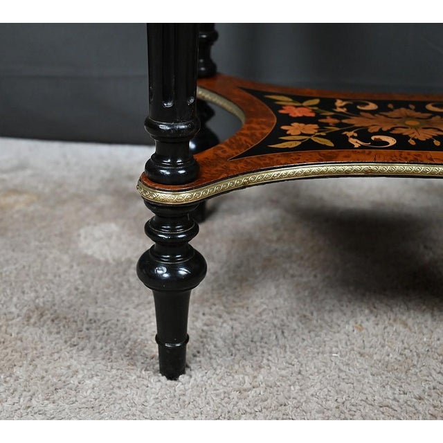 Antique Napoleon III Marquetry Side Table, 1800s For Sale - Image 12 of 18