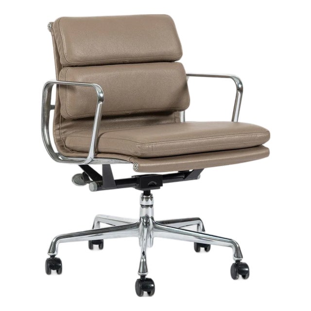 Eames for Herman Miller Taupe Tan Leather Office Chair 2000s For Sale