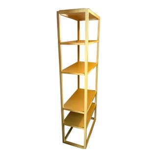 1960s Vintage Etagere in Elegant Mustard 5 Display Shelves Steel Frame. For Sale