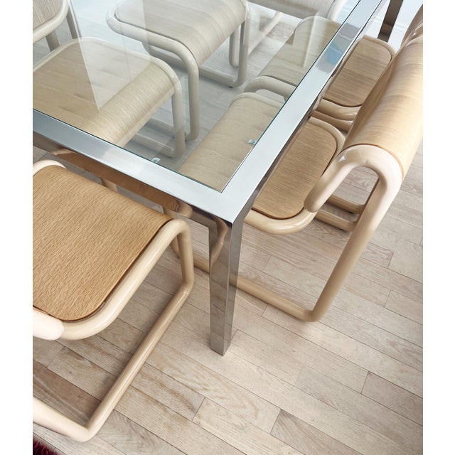 1970s Vintage Postmodern 1970s Milo Baughman Style Chrome and Glass Dining Table For Sale - Image 5 of 6