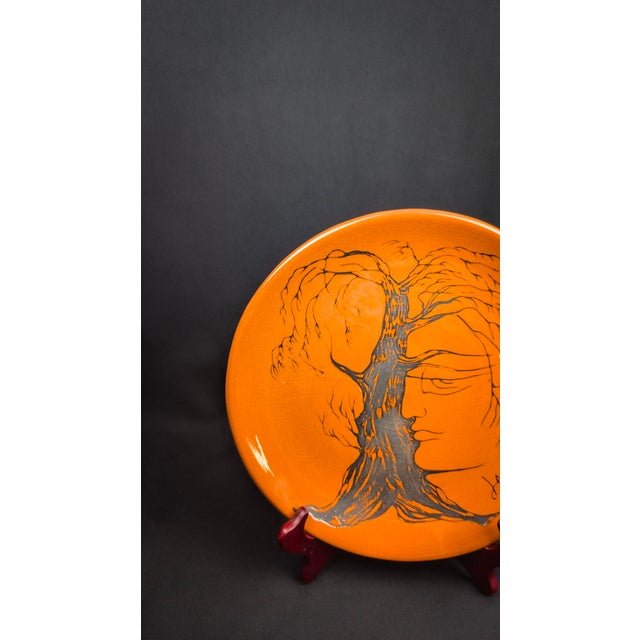 Ceramic Glazed Ceramic Plate by Jean Marais for Face & Tree Vallauris, 1970 For Sale - Image 7 of 13