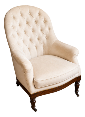 Napoleon III Cabriolet Armchair in Mahogany and Buttoned Fabric, 1800s