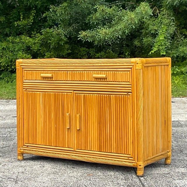 Late 20th Century Late 20th Century Vintage Coastal Twisted Pencil Reed Credenza For Sale - Image 5 of 7