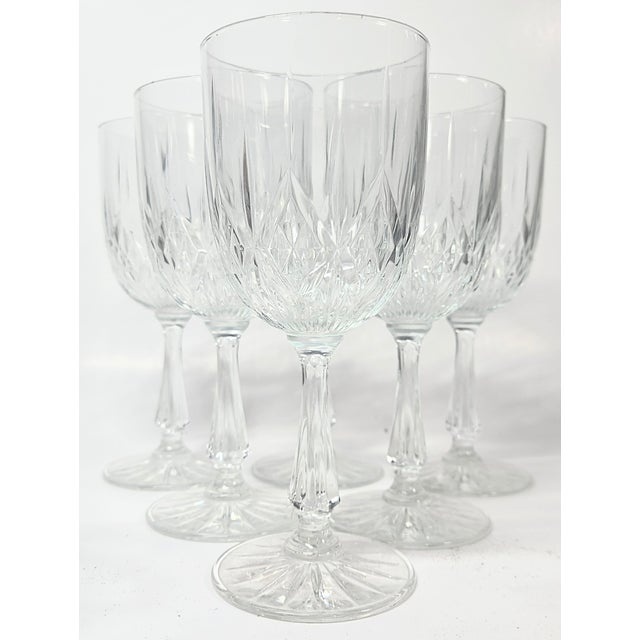 Vintage Art Nouveau Cut Glass Goblets - Set of Six For Sale - Image 10 of 11