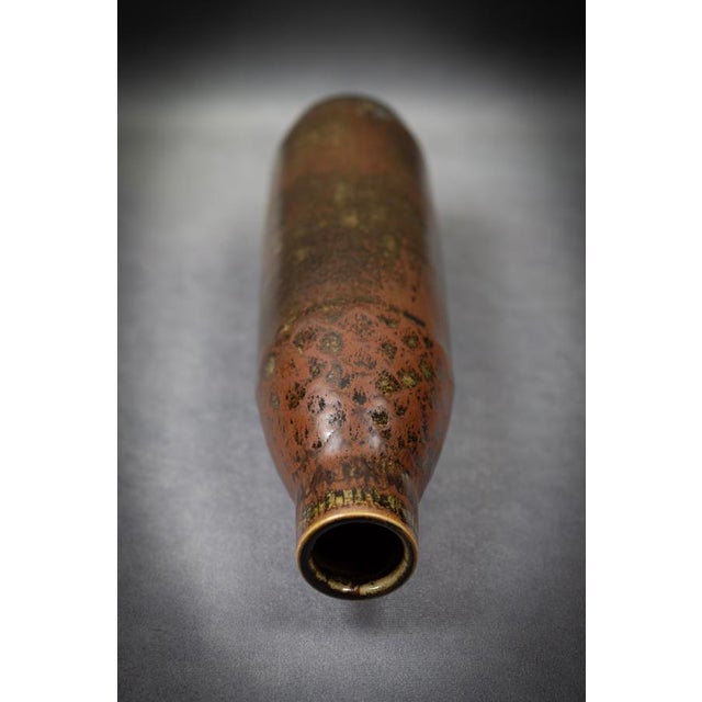 Rörstrand Bottle Vase in Mottled Brown Glazed Stoneware by Carl-Harry Stålhane for Rörstrand, Sweden, 1960 For Sale - Image 4 of 16