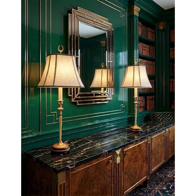 French 38" Tall Lamp Pair French Empire Gold For Sale - Image 3 of 15