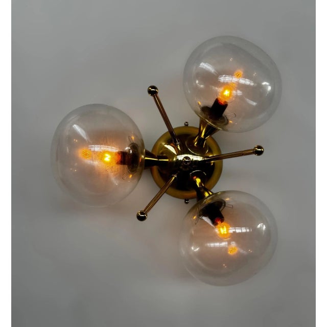 Metal Trifoglio Polished Brass Clear Pebble Flush Mount by Fabio LTD For Sale - Image 7 of 7