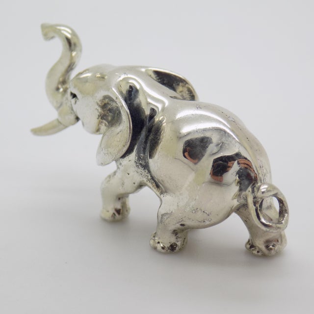 Vintage Italian Handmade Genuine Silver Elephant Figurine Sculpture Miniature For Sale - Image 4 of 11