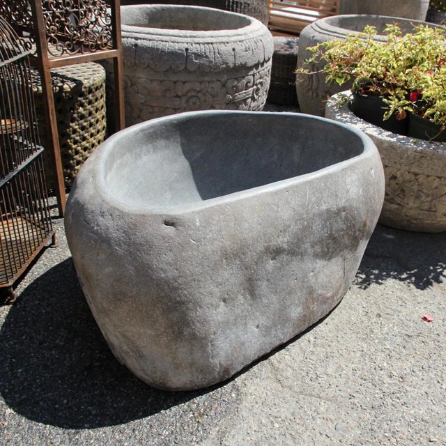 Extra large vintage Balinese river rock boulder with a carved out polished center. This makes for an amazing garden...