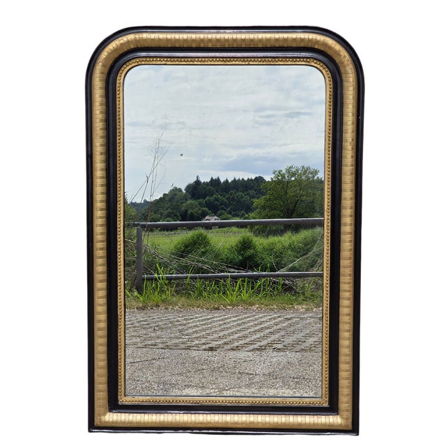 French Gold Leaf Gilded and Black Lacquered Mirror, Late 19th Century For Sale - Image 9 of 10