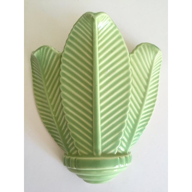 Vintage Mid Century Art Deco Pistachio Mint Green Art Pottery Palm