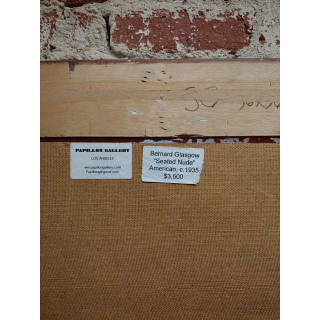 Bernard Glasgow -1935 Seated Nude Woman -Oil Painting For Sale - Image 9 of 10