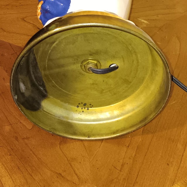 Vintage Ceramic Lamp With Raised Morning Glory Floral and Gilt For Sale - Image 16 of 18