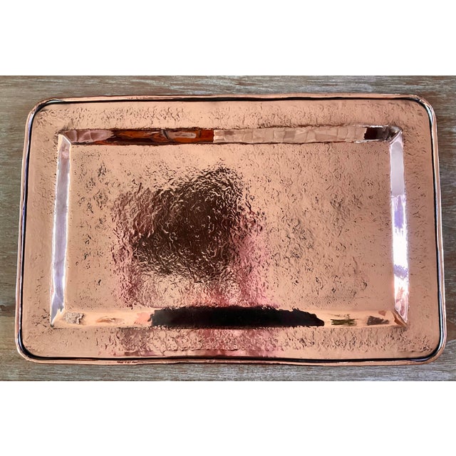 Persian Mid 20th Century Indo Persian Rectangular Embossed Design Serving Tray For Sale - Image 3 of 4