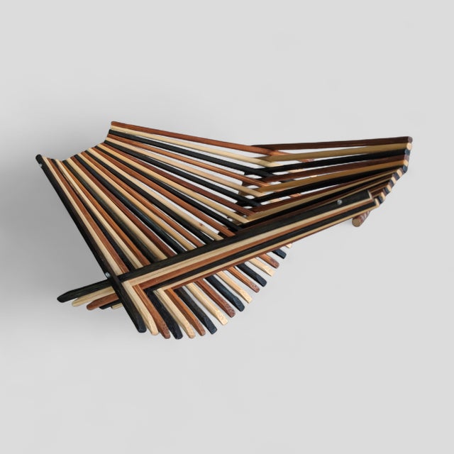 Brown Mid Century Bamboo Wooden Chopstick Fruit Basket For Sale - Image 8 of 11