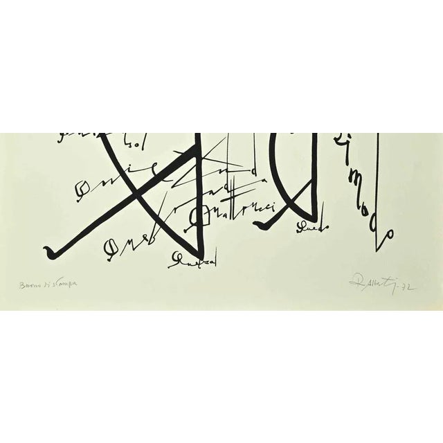 Letter Q, from the Alphabet series, is a lithograph, realized by Rafael Alberti in 1972. Hand-signed and dated on the...