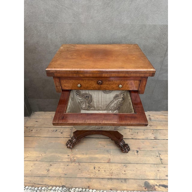 Tan Antique Sewing Table in Mahogany For Sale - Image 8 of 13