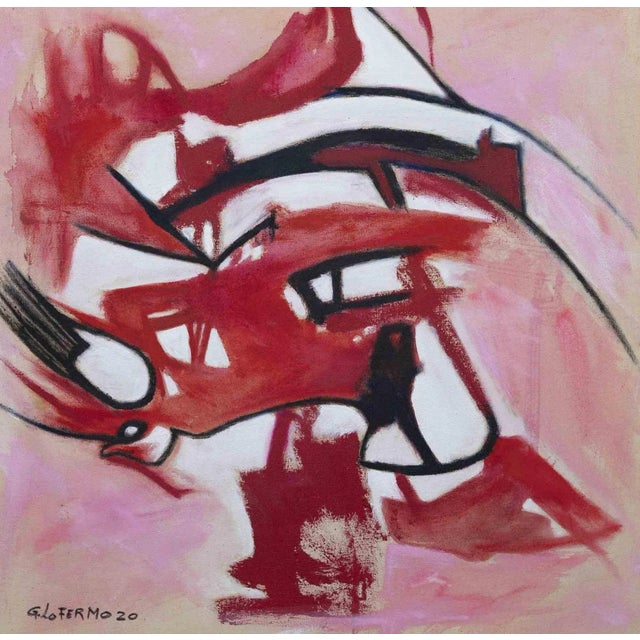Giorgio Lo Fermo, Pink and Red Composition, Original Oil on Canvas, 2020 For Sale - Image 5 of 5