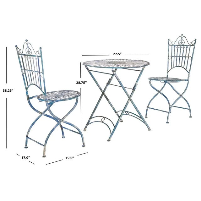 Belen 3 Piece Bistro Set - Mossy Blue For Sale - Image 4 of 9