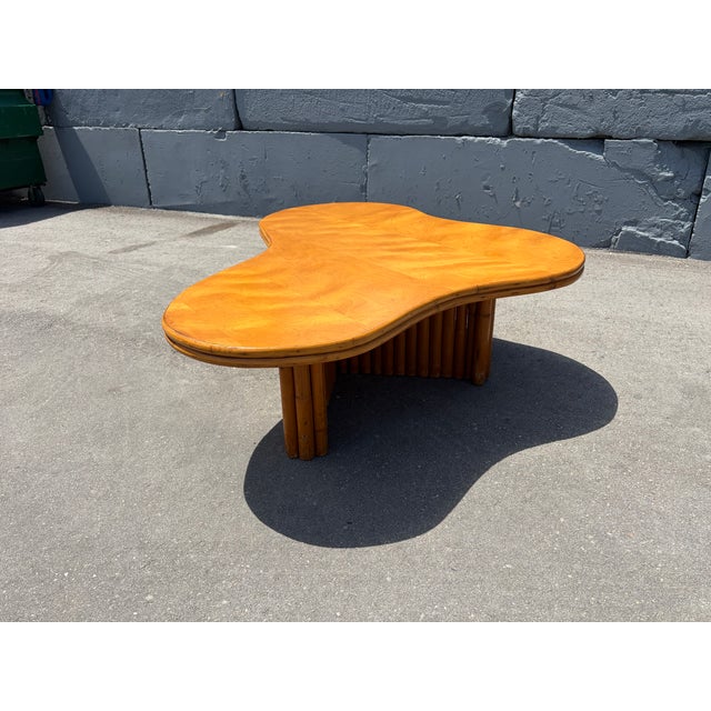 Large Rattan Biomorphic Coffee Table, Usa 1950 For Sale - Image 9 of 17