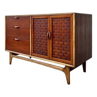 Lane Perception Basketweave Petite Credenza With Drawers For Sale