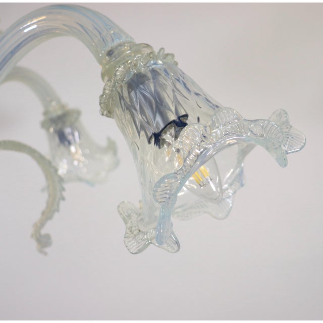 Vintage Baroque Style Four Arm Opaline Murano Chandelier For Sale In Chicago - Image 6 of 12