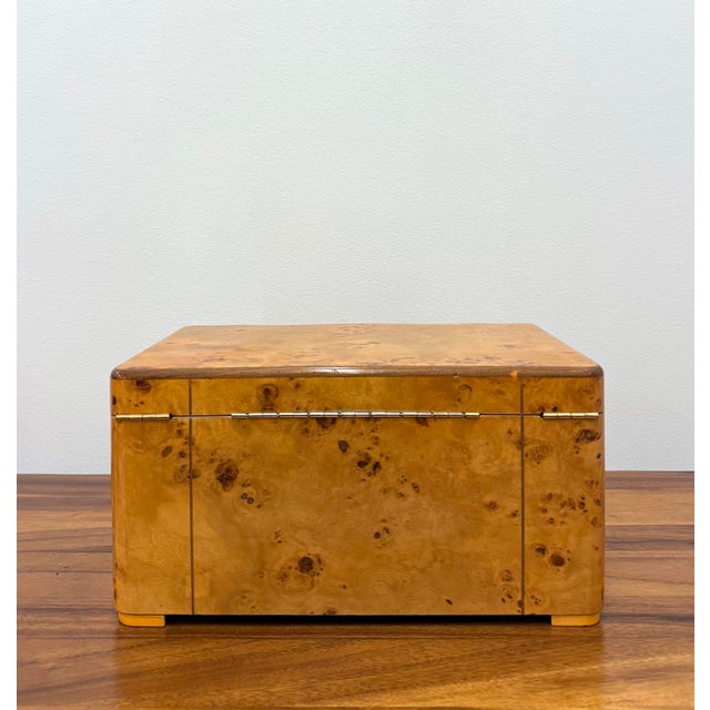 Burnt Orange Vintage Thompson & Co Burl Wood Humidor With Drawer For Sale - Image 8 of 9