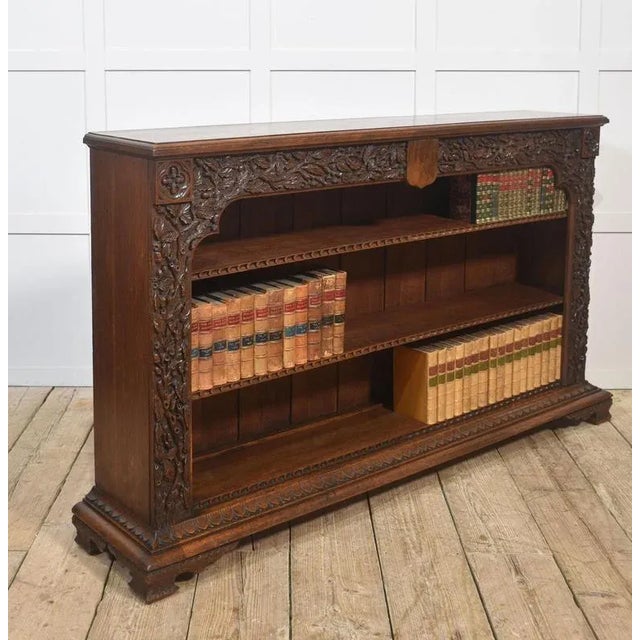 Carved Oak Open Bookcase For Sale - Image 6 of 16
