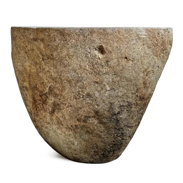 Vintage Outdoor Stone Boulder Rustic Side Table Stool For Sale - Image 4 of 5