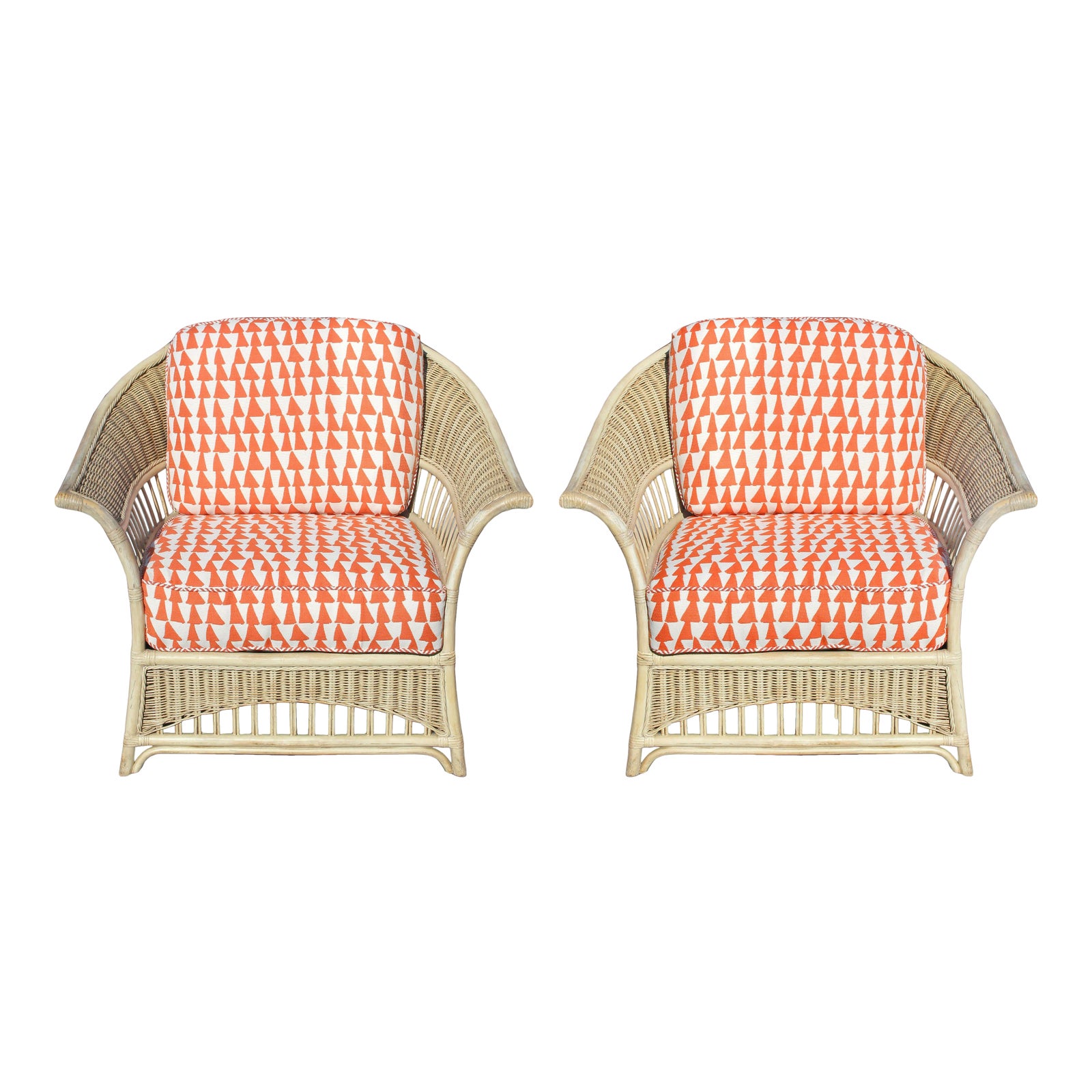 1980s Stately Vintage Usa Made Wicker Chairs by Pennsylvania House a