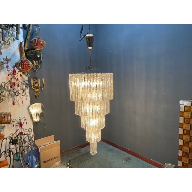 Large Murano Glass Rod Chandelier, Italy, 1980s For Sale - Image 16 of 18