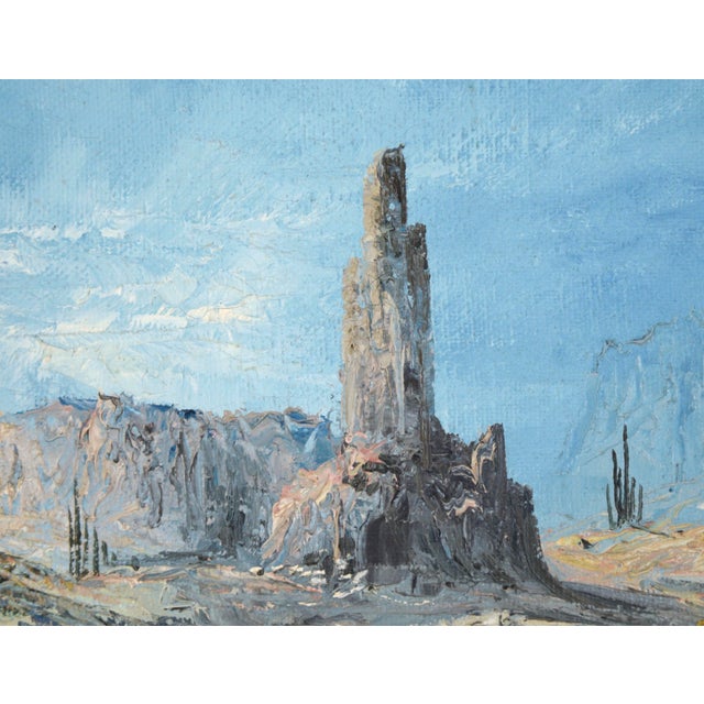 Desert Monuments Textured landscape of mesas, monuments, and flora in the desert by Moralelo (American, 20th Century)....