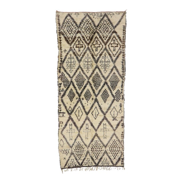 Vintage Berber Beni Ourain Moroccan Rug - 05'11 X 13'06 For Sale