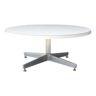 1970s Round White Laminate Aluminum Coffee Table Eames Design For Sale