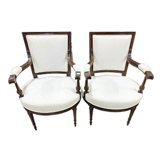 Pair of 1980s Empire/Louis XVI Fauteiuls Armchairs For Sale