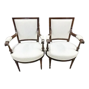 Pair of 1980s Empire/Louis XVI Fauteiuls Armchairs