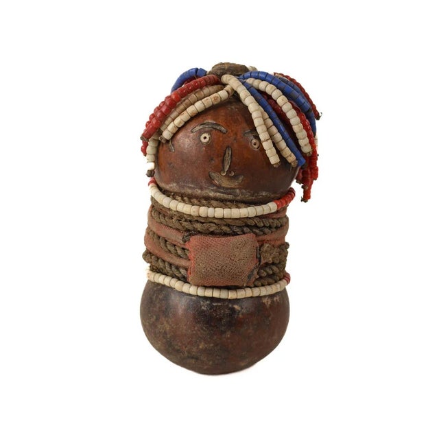 Brown Early 20th Century Nyamwezi Beaded Fertility Doll Gourd Tanzania For Sale - Image 8 of 8