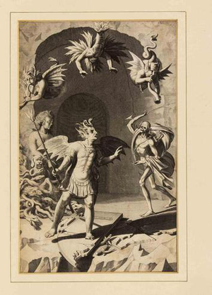 Satan, Sin and Death from Milton's Paradise Lost, Etching, Late 17th Century, Etching