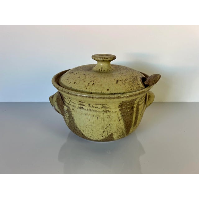 Mid-Century Rebbilo Studio Pottery Lidded Pot W/ Spoon For Sale - Image 11 of 11