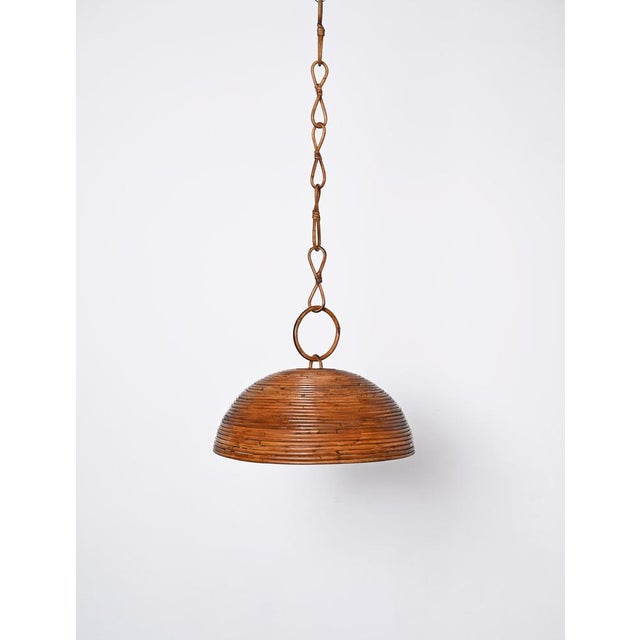 Mid-Century French Riviera Hanging Lamp in Bamboo and Rattan, 1960s For Sale - Image 17 of 18