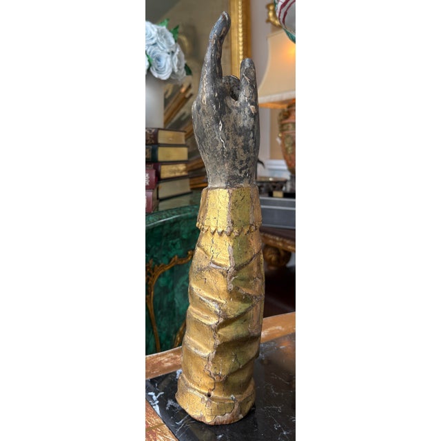 18th Century Antique 18th C Giltwood Hand Architectural Fragment Sculpture For Sale - Image 5 of 8